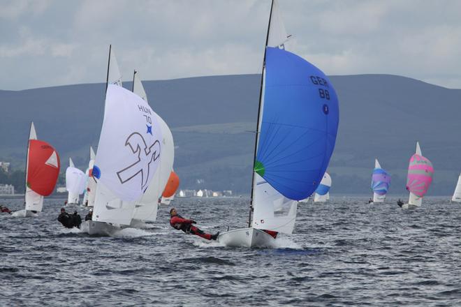 Ludtke & Schafers lead on the reach - Flying Dutchman Worlds at Largs, Scotland, Day 2 © Alan Henderson